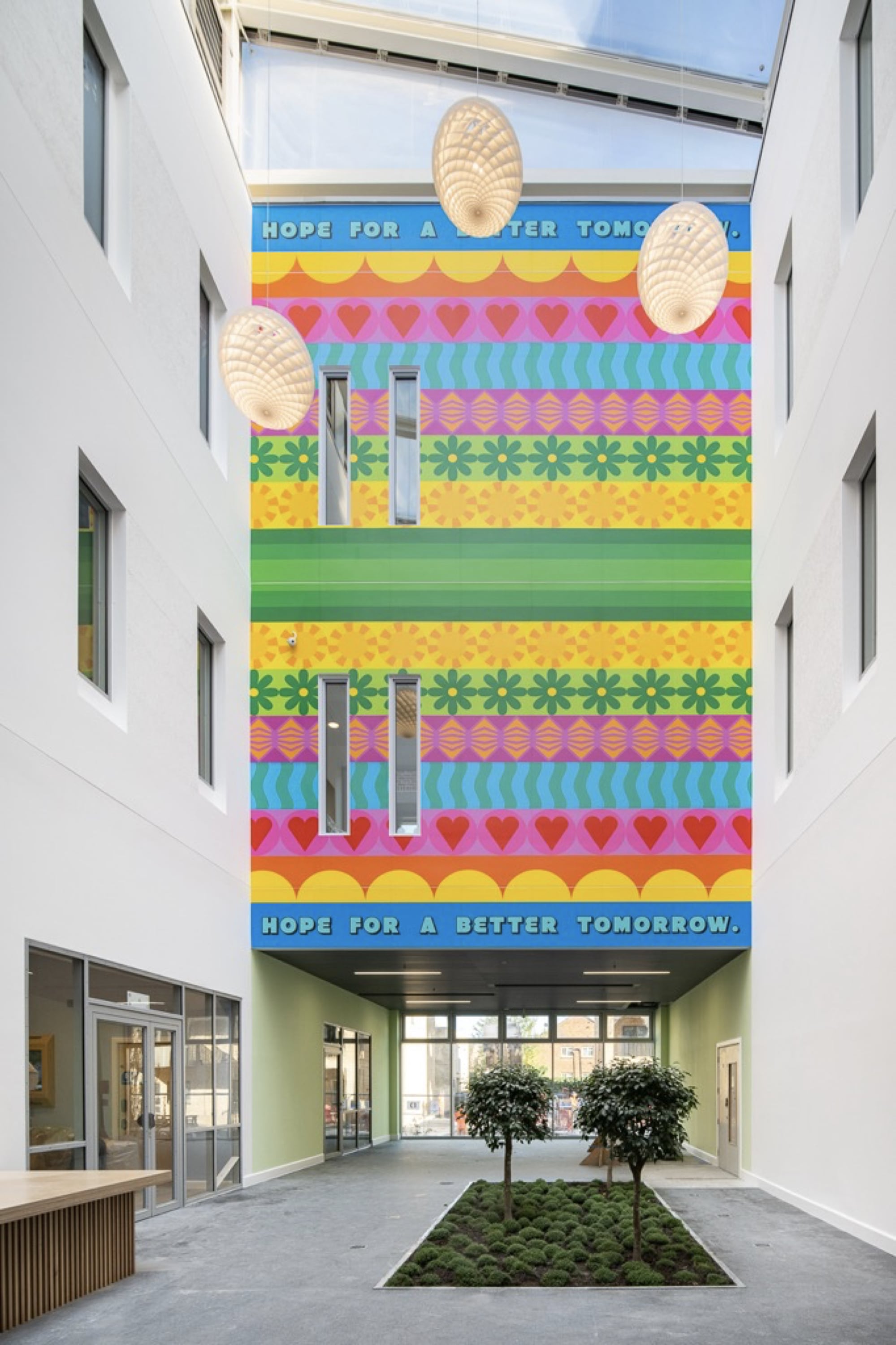 LR Yinka Ilori Atrium Springfield Hospital Photographer Damian Griffiths Courtesy of Hospital Rooms